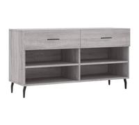Qnhdfrt Banc à Chaussures Sonoma Gris 102x35x55 cm en Bois d'Ingénierie et Métal - Meuble Entrée Moderne avec 2 Tiroirs et 4 Étagères pour Rangement de Souliers et Assise Confortable