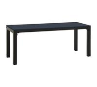 Qnhdfrt Banc de Jardin 110 cm en Acier et Bois Composite WPC, Banquette de Terrasse Noir Durable pour Espace Extérieur, Siège de Cour et Balcon, 110 x 39 x 45 cm