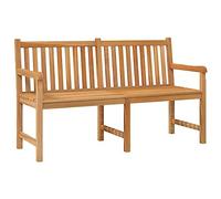 Qnhdfrt Banc de Jardin 150 cm en Bois de Teck Solide, Banquette d'Extérieur 3 Places avec Accoudoirs et Pied Central pour Terrasse, Balcon et Patio, Finition à Base d'eau