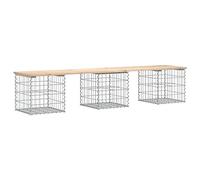 Qnhdfrt Banc de jardin avec gabions - Banc de jardin en pin massif et acier galvanisé - 203 x 44 x 42 cm - Banc de gabion rustique pour terrasse et extérieur