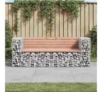 Qnhdfrt Banc de jardin en bois massif Douglas Gabion 184 x 71 x 65,5 cm Base en acier robuste avec remplissage en pierre pour balcon, terrasse, jardin