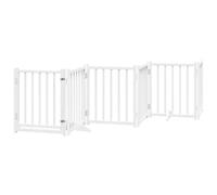 Qnhdfrt Barrière pour Chien Intérieur avec Porte 6 Panneaux en Bois de Sapin Massif Blanc, Clôture Pliable et Autonome sans Perçage pour Sécurité des Animaux dans Le Salon Cuisine Escalier, 300x60cm