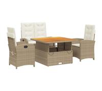 Qnhdfrt Beige Wicker Patio Dining Set with Lift-Top Acacia Table