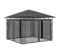 Qnhdfrt Belvédère de Jardin 3x3m avec Moustiquaire, Tonnelle de Terrasse Octogonale en Acier Anthracite et Toile 180g/m², Tente de Réception Stable pour Extérieur, Cour et Événements