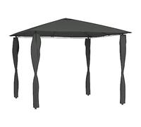 Qnhdfrt Belvédère de Jardin 3x3x2,6 m, Tonnelle Extérieure en Acier Robuste et Tissu Anthracite, Barnum avec Revêtement de Poteaux pour Barbecue, Réunion de Famille, Pique-Nique et Fête