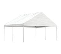 Qnhdfrt Belvédère de Jardin avec Toit Blanc 4,46x5,88x3,75 m, Tente Événementielle Spacieuse en Polyéthylène Résistant et Acier Galvanisé, Pavillon pour Repas et Détente en Plein Air