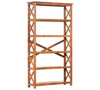 Qnhdfrt Bibliothèque 100x30x180cm en Bois d'Acacia Massif Finition Miel - Grand Meuble de Rangement Solide et Rustique avec 4 Étagères pour Salon, Bureau et Entrée