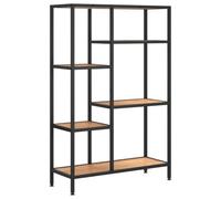 Qnhdfrt Bibliothèque 80 x 30 x 120 cm en bois et acier - Étagère étroite en marron clair et noir - Petite étagère sur pied pour salon, bureau, cuisine, chambre ou couloir