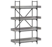 Qnhdfrt Bibliothèque à 4 étages gris Sonoma 100 x 33 x 145,5 cm Matériau du bois avec cadre en métal Design moderne et stabilité pour salon, bureau, couloir