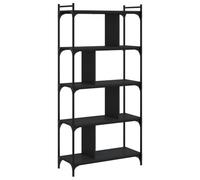 Qnhdfrt Bibliothèque à 5 étagères, noire, 76 x 32 x 158 cm, en bois et cadre en métal, design industriel moderne, avec pieds réglables, pour salon, chambre à coucher, bureau