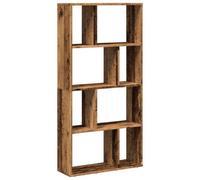 Qnhdfrt Bibliothèque aspect bois vieilli 60 x 20 x 120,5 cm en bois robuste - Design géométrique moderne - 8 compartiments jusqu'à 80 kg - Pour salon, bureau à domicile, chambre à coucher