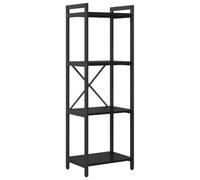 Qnhdfrt Bibliothèque aspect chêne noir, 40 x 30 x 85 cm, en matériau dérivé du bois, design moderne à plusieurs niveaux avec cadre en acier noir, petite étagère à livres pour salon, bureau, couloir