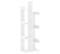 Qnhdfrt Bibliothèque blanche 48 x 25,5 x 140 cm en matériau dérivé du bois - Étagère moderne à 8 compartiments avec paroi arrière pour petits espaces - Fixation murale stable pour salon, chambre à