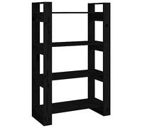 Qnhdfrt Bibliothèque en bois de pin massif, noire, 80 x 35 x 125 cm, utilisable comme séparateur de pièce, design moderne et durable, pour salon, couloir, bureau et chambre à coucher