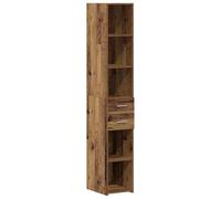 Qnhdfrt Bibliothèque en bois recyclé - 30 x 42,4 x 185,2 cm - Avec 2 tiroirs - Design moderne - Matériau en bois solide - Grand espace de rangement pour salon, bureau, couloir