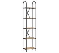 Qnhdfrt Bibliothèque en chêne artisanal, 40 × 30 × 183 cm, à 5 étages, structure métallique en bois noir-marron, étagère étroite pour salon, bureau, couloir