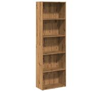 Qnhdfrt Bibliothèque en chêne artisanal, 60 x 30 x 189 cm, en matériau à base de bois, avec 5 compartiments, design moderne, robuste et stable, petite bibliothèque, pour salon, bureau, couloir