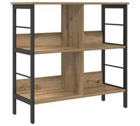 Qnhdfrt Bibliothèque en chêne artisanal, 82 x 32 x 79 cm, petite étagère en bois avec 4 compartiments de rangement, aspect industriel robuste, stable et peu encombrant, pour salon, bureau, couloir et