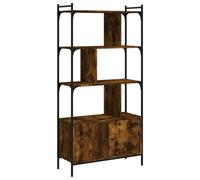 Qnhdfrt Bibliothèque en chêne fumé 76,5 x 30 x 154,5 cm, en acier zigzag moderne, petite bibliothèque avec porte, étagère sur pied pour bureau, chambre à coucher, couloir