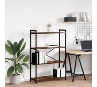 Qnhdfrt Bibliothèque en chêne fumé 80 x 30 x 118 cm Matériau du bois avec structure en croix en acier Design industriel moderne stable et peu encombrante pour salon, bureau et couloir