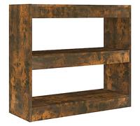 Qnhdfrt Bibliothèque en chêne fumé 80 x 30 x 72 cm en bois avec support mural Étagère sur pied Séparateur de pièce Salon Couloir Chambre Petite étagère peu encombrante