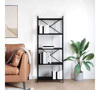 Qnhdfrt Bibliothèque en chêne noir 60 x 30 x 153 cm en matériau dérivé du bois avec structure en acier - Design industriel - Étagère ouverte pour salle d'étude, couloir et bureau