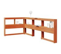 Qnhdfrt Bibliothèque en forme de L marron cire, 80 cm, en bois massif, espace de rangement, tête de lit, mur arrière de lit, avec étagères, pour petites chambres à coucher