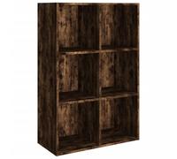 Qnhdfrt Bibliothèque et Buffet en Bois d'Ingénierie, Étagère à Livres à 6 Compartiments pour Salon et Bureau, Meuble de Rangement Polyvalent, Chêne Fumé, 66 x 30 x 98 cm