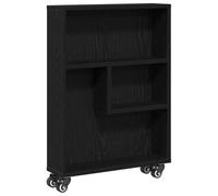 Qnhdfrt Bibliothèque étroite en chêne noir 48 x 13 x 68 cm avec 3 étagères pour salon, couloir, chambre à coucher, petite étagère moderne peu encombrante