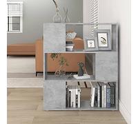 Qnhdfrt Bibliothèque étroite séparateur de pièce, gris béton, 80 x 24 x 94 cm, en matériau dérivé du bois, avec 3 compartiments pour un rangement efficace et une séparation élégante de l'espace dans