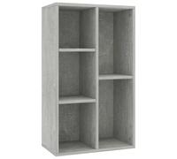 Qnhdfrt Bibliothèque gris béton 50 x 25 x 80 cm en matériau dérivé du bois avec 5 compartiments, buffet peu encombrant pour petite étagère, salon, chambre à coucher, bureau