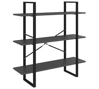 Qnhdfrt Bibliothèque grise 100 x 30 x 105 cm en bois et métal, petite étagère sur pied avec 3 étagères, design moderne et robustesse pour salon, couloir et chambre à coucher