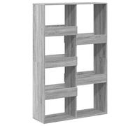 Qnhdfrt Bibliothèque grise Sonoma 100 x 33 x 155,5 cm en matériau dérivé du bois avec 7 étagères, petit format stable, pour salon, chambre à coucher, bureau