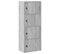 Qnhdfrt Bibliothèque grise Sonoma 40 x 24 x 102 cm en bois robuste avec porte flexible Montage moderne Petite bibliothèque pour salon, bureau, couloir
