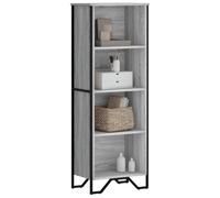 Qnhdfrt Bibliothèque grise Sonoma 50 x 31 x 137,5 cm Étagère haute étroite en bois avec 4 compartiments et pieds en métal pour le rangement et la décoration du salon Gris Sonoma