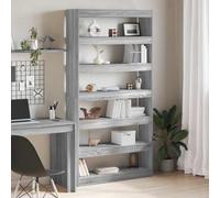 Qnhdfrt Bibliothèque haute en bois Sonoma avec 6 compartiments, moderne, 100 x 30 x 198 cm, pour salon, bureau, couloir