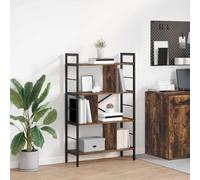 Qnhdfrt Bibliothèque industrielle 75 x 30 x 123,5 cm en chêne fumé avec cadre en acier, 7 étagères, robuste et durable, design loft moderne pour salon, bureau, chambre à coucher