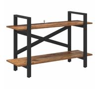 Qnhdfrt Bibliothèque Industrielle à 2 Niveaux, Étagère de Rangement Basse en Bois d'Ingénierie et Acier, Petit Meuble de Salon et Bureau, Style Loft Urbain, Couleur Bois Ancien, 100 x 33,5 x 64 cm