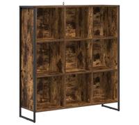 Qnhdfrt Bibliothèque Industrielle Meuble de Rangement à 9 Cases Etagère à Livres pour Salon et Bureau en Bois d'Ingénierie et Acier Couleur Chêne Fumé 99,5 x 30 x 108,5 cm