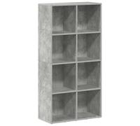 Qnhdfrt Bibliothèque moderne à 8 compartiments en bois gris béton, 66 x 30 x 130 cm, convient également comme buffet pour salon, chambre à coucher, bureau
