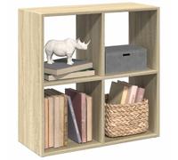 Qnhdfrt Bibliothèque moderne étroite chêne Sonoma 69,5 x 29 x 69,5 cm avec 4 compartiments Design géométrique pour salon, bureau, chambre à coucher