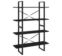 Qnhdfrt Bibliothèque noire - 100 x 30 x 140 cm - En métal - Design industriel - 4 compartiments - Robuste - Avec support mural - Pour salon, chambre, bureau à domicile