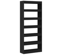 Qnhdfrt Bibliothèque noire 80 x 30 x 198 cm en bois - Design moderne - Robuste et durable - Avec 6 compartiments - Pour salon, chambre, bureau ou couloir