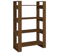 Qnhdfrt Bibliothèque ouverte en pin massif marron miel 80 x 35 x 125 cm comme séparateur de pièce ou petite bibliothèque pour salon, couloir, chambre à coucher