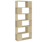 Qnhdfrt Bibliothèque, séparateur de pièce, chêne Sonoma, 80 x 24 x 186 cm, en matériau dérivé du bois, étagère étroite moderne, 6 compartiments, stable et durable, pour salon, bureau, couloir