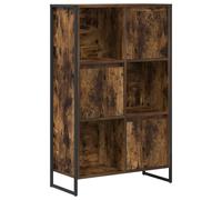 Qnhdfrt Bibliothèque Style Industriel en Bois d'Ingénierie Chêne Fumé, Meuble de Rangement Salon Chic et Buffet de Bureau avec 3 Portes, Cabinet Polyvalent pour Livres et Objets, 68x30x108,5 cm