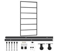 Qnhdfrt Black Aluminum and ESG Glass Sliding Door, 102x205 cm