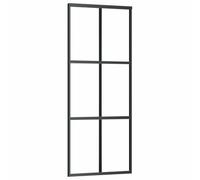 Qnhdfrt Black Aluminum & Tempered Glass Sliding Interior Door, 76x205 cm