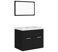 Qnhdfrt Black Bathroom Vanity Set with Ceramic Sink and Wall Mirror