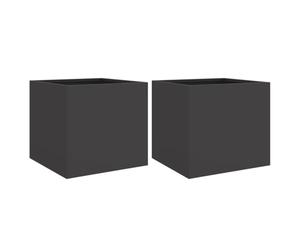 Qnhdfrt Black Cold Rolled Steel Planter Boxes, 2-Pack | Sized at 12.6 x 11.8 x 11.4 inches, these decorative containers are ideal for balcony, patio, and garden plants.